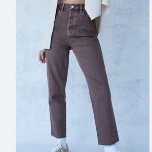 Pacsun High Rise Straight Button Fly Raw Hem Rigid Denim Jeans